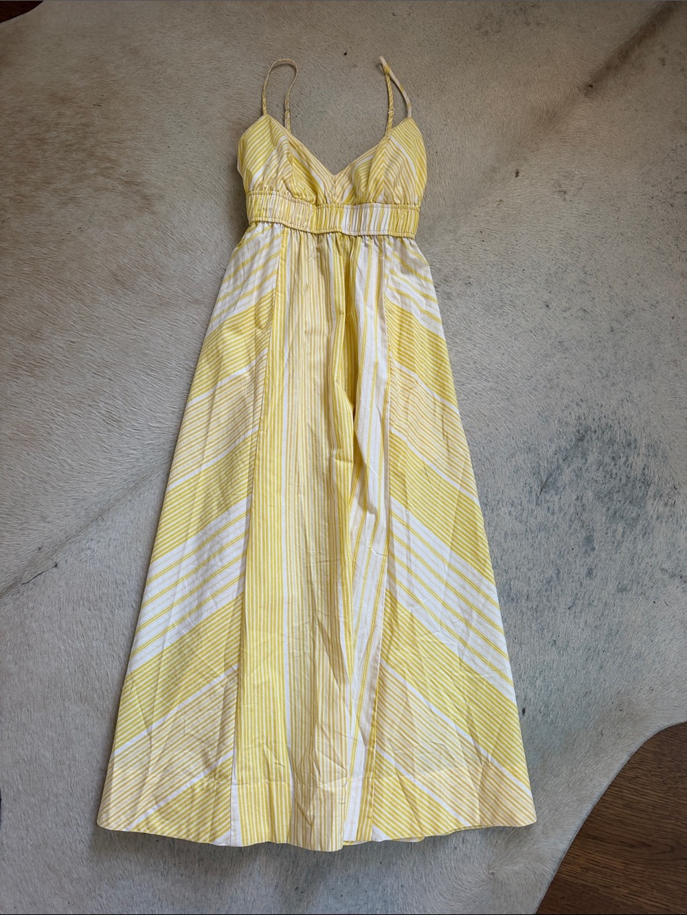 Sunrise Yellow Striped Spaghetti-Strap Maxi Dress